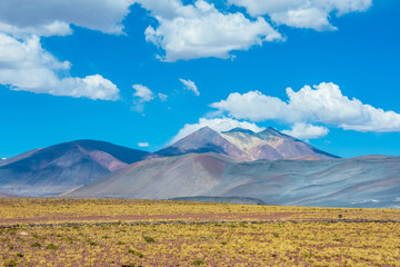 Fototapeta premium Landscape of Piedras Rojas and the Salar de Aguas Calientes at the Atacama Desert - Atacama, Chile