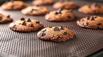 Fototapeta premium A set of round silicone baking mats perfect for making delicious evenlybaked cookies.