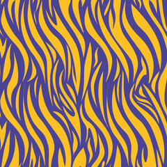 A zebra print with yellow and blue stripes