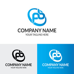 pb letter abstract logo design template for tech company and corporate business