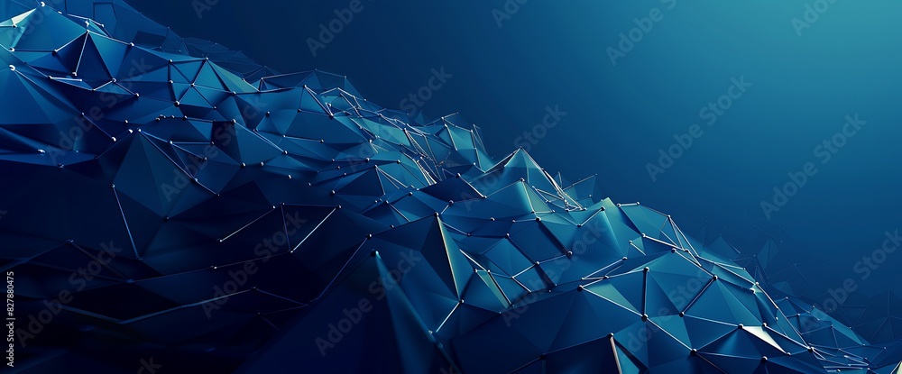 Wall mural a symphony of geometric shapes unfolds against a backdrop of midnight blue. soft gradients and subtl