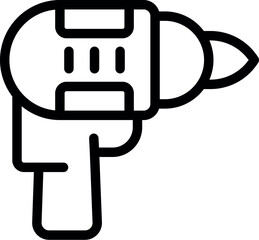 Simplistic line drawing of an electric drill, suitable for toolrelated designs and symbols