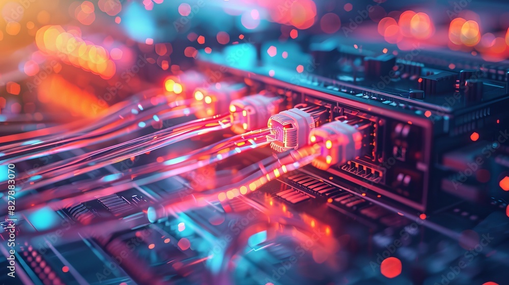 Poster internet connection with optical fiber, representing the concept of fast internet.