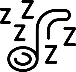 Black and white line art of a zzz sleep symbol, indicating sound sleep or snoring