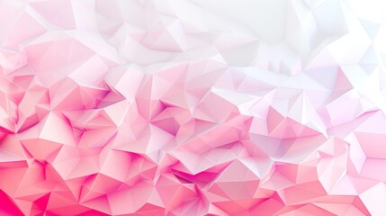 Three-dimensional abstract background of polygonal shapes in pink and white.