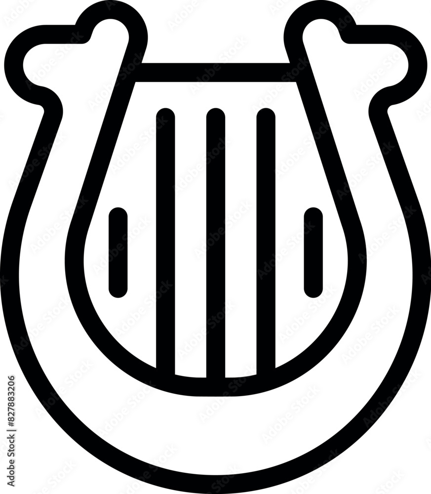 Poster simple vector illustration of a black lyre icon, isolated on a white background for design and web e