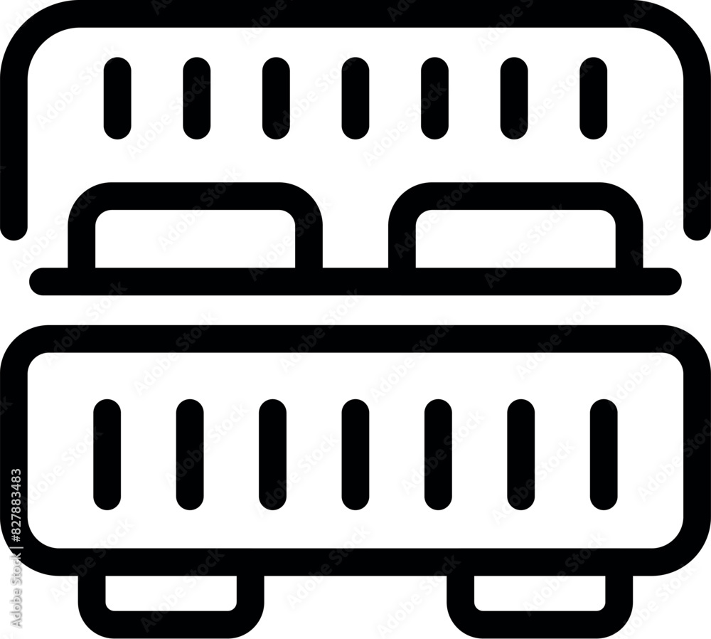 Poster simplified representation of a double decker bus as a black line icon
