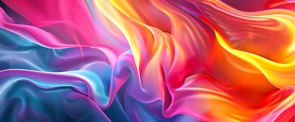 A mesmerizing abstract backdrop with smooth, undulating shapes in vibrant neon hues, pulsating with energy and vitality.