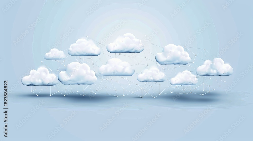 Poster multiple cloud symbol vector illustration, including 2d and 3d clouds, illustrating multi-cloud data