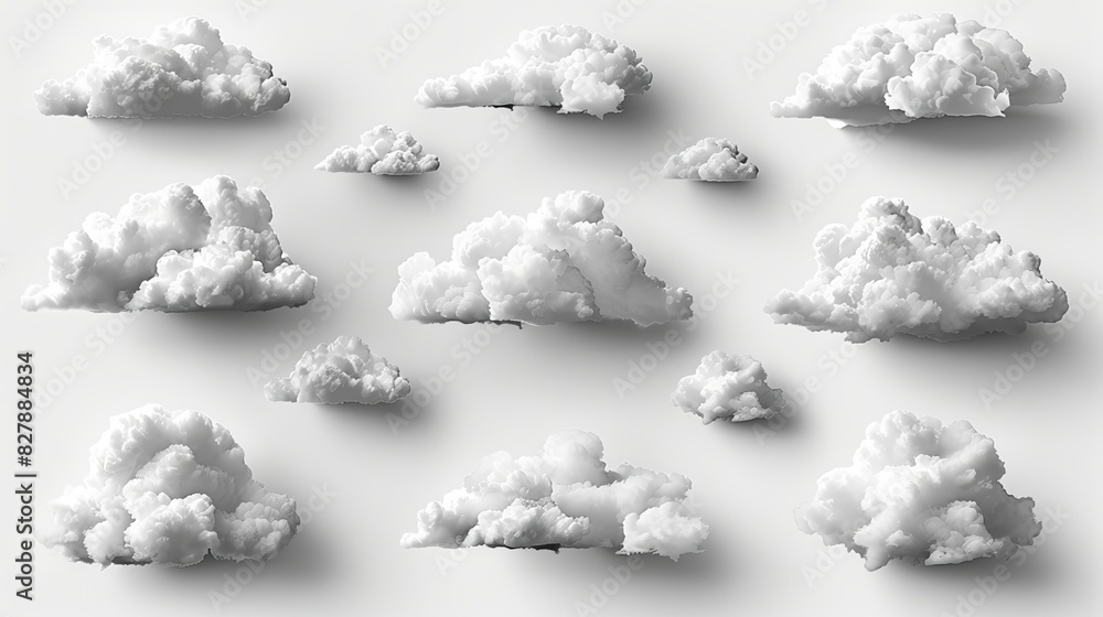 Poster multiple cloud symbol vector illustration, including 2d and 3d clouds, illustrating multi-cloud data