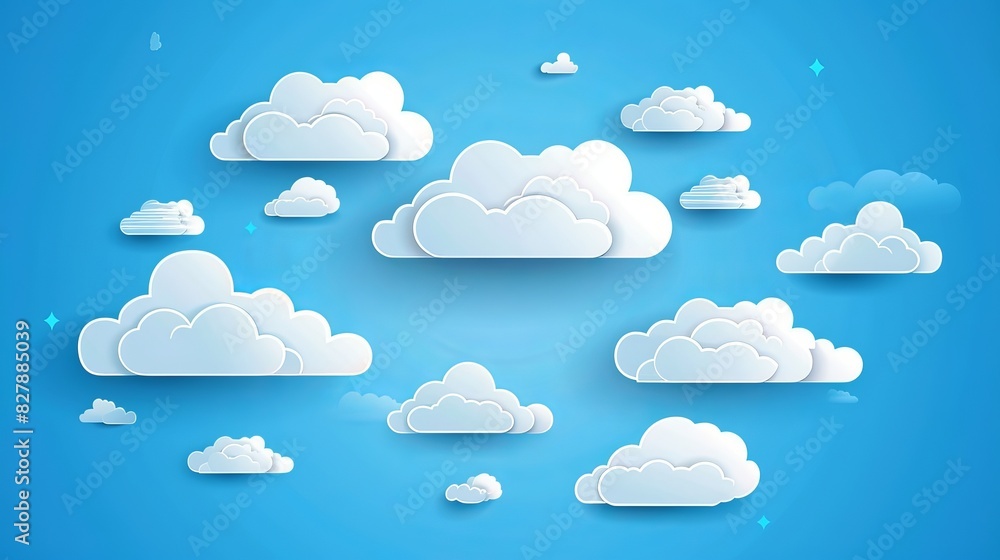 Poster multiple cloud symbol vector illustration, including 2d and 3d clouds, illustrating multi-cloud data