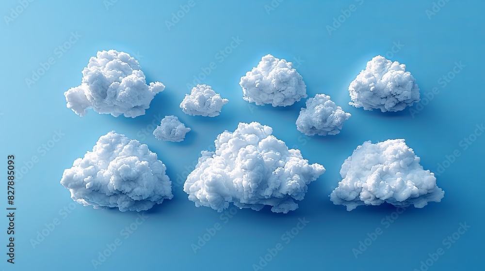 Poster multiple cloud symbol vector illustration, including 2d and 3d clouds, illustrating multi-cloud data