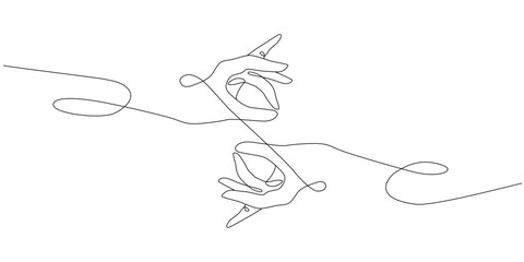 Vector one line art illustrations of buddha hands. Continuous line art of zen