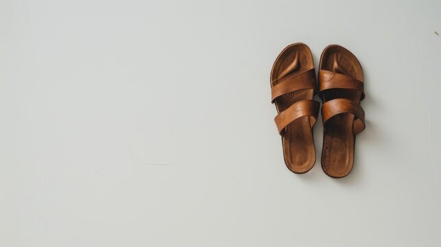 Sandals placed against a white backdrop