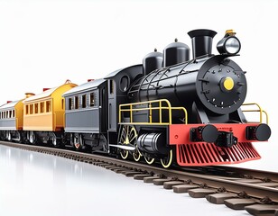 illustration of cute kids friendly toy colorful train on white background