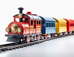 illustration of cute kids friendly toy colorful train on white background