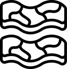 Vector illustration of stylized bacon strips in a bold black and white line art style