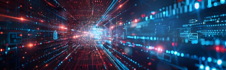 Obraz premium Big Data science analysis business technology concept on virtual screen secure data and cyber security