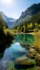 Fototapeta premium Landschaft ein schöner Bergsee. Hintergrund für das Design 3.
