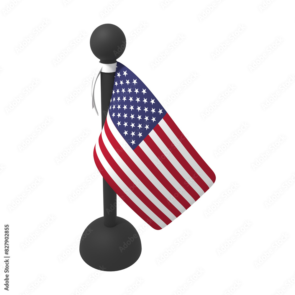 Wall mural flag 3d icon of united states of america, 3d rendering illustration. high resolution transparent ima