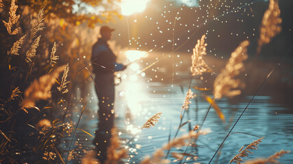 Fototapeta premium Nighttime Water Sparkle: A silhouette of a woman and a couple by a sparkling fountain in a park under the moonlit sky, radiating love and summer vibes