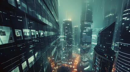 Urban Futurism: A Vibrant High-Tech Cityscape Illuminates the Skyline, Showcasing Innovation, Connectivity, and Modernity in the Heart of Urban Living