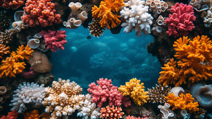 Tropical underwater scene featuring vibrant coral reef and marine life in the Red Sea