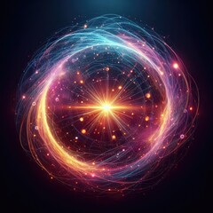 Obraz premium Abstract neon energy sphere circle on a black background