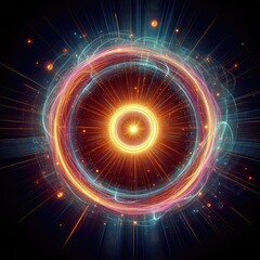 Abstract neon energy sphere circle on a black background
