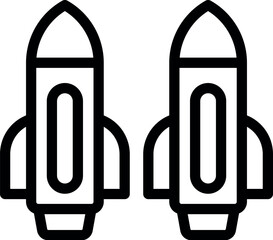 Black and white line art of two rocket icons, perfect for spacerelated design projects