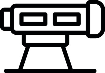 Fototapeta premium Vector outline of a telescope on a white background, ideal for astronomy themes