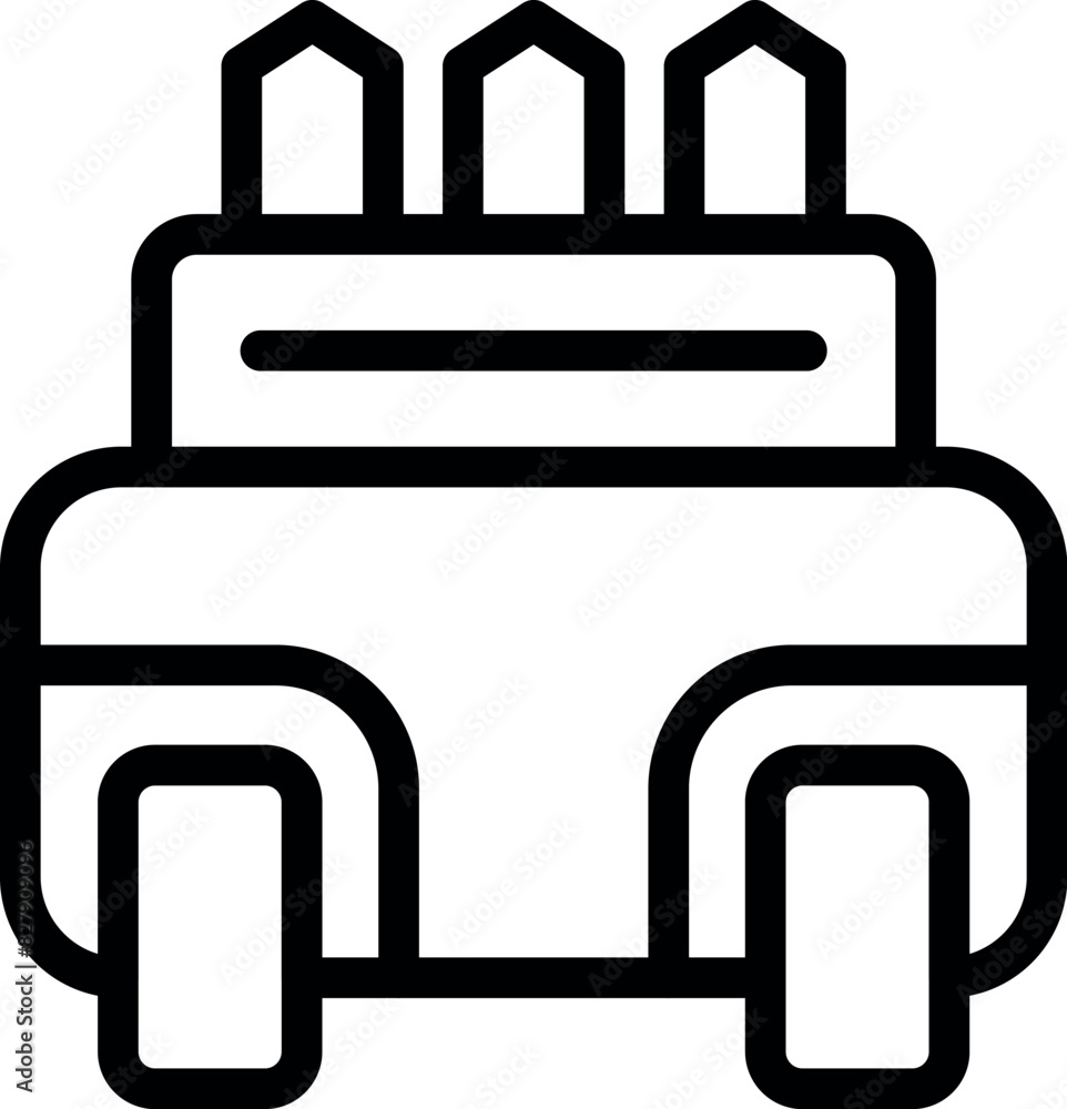 Poster simplified line icon of a tiered birthday cake, perfect for design elements and web use