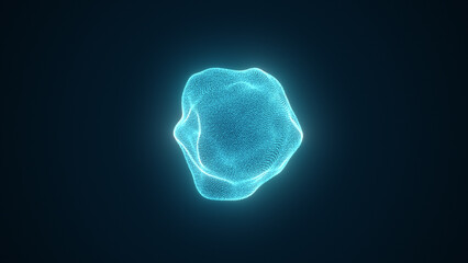 Sphere of liquid shimmers smoothly around itself creating interesting shapes