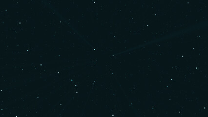 Particles move in space while creating light effects.