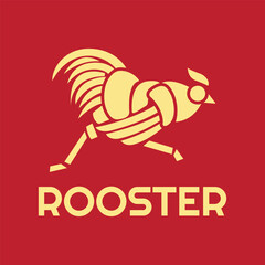 Modern vector design simple minimalist logo template of chicken run flat vector for brand, emblem, label, badge. Isolated on color background.