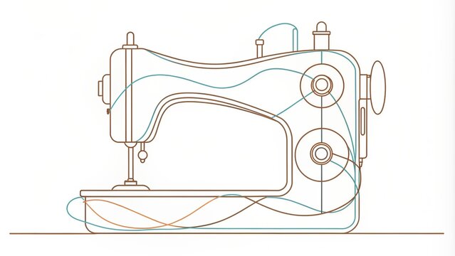 recommend clip art: Sewing machine continuous line art , detailed and realistic, perfect for craft and textile concepts