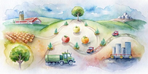 Optimizing agricultural supply chain processes with a watercolor