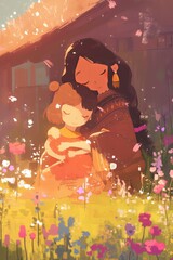 Happy mother's day, Sunday, 8 May. Celebrating happy mother's day with arms holding each others 