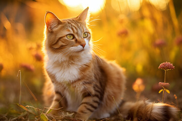 Obraz premium Cat at outdoors in wildlife. Animal