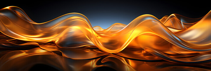 Yellow Orange Luminous Neon Light Waves: A Vibrant Display of Dynamic Energy, panorama digital art background