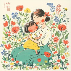 Happy mother's day, Sunday, 8 May. Celebrating happy mother's day with arms holding each others 