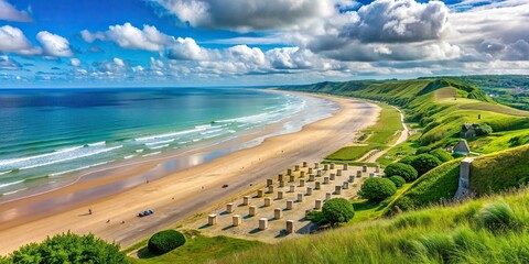 Scenic view of D-Day Omaha Beach without people