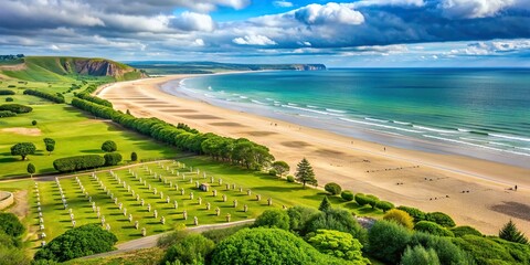 Scenic view of D-Day Omaha Beach without people