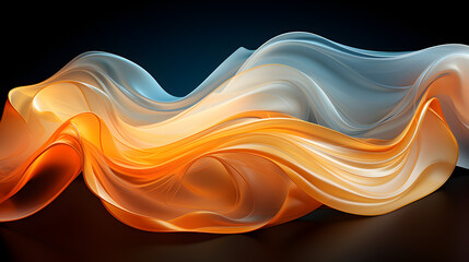 Yellow Orange Luminous Neon Light Waves: A Vibrant Display of Dynamic Energy, panorama digital art background