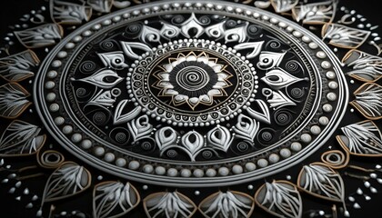 Obraz premium Colorful Balochi Embroidery with Bold Black and White