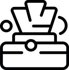 Handdrawn black and white minimalist vector illustration of a tissue box icon in simple line art style, perfect for web, logo, branding, and stationery