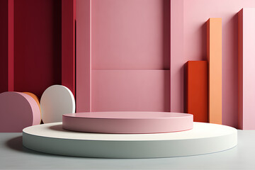 background Stand pastel product podium color shape wall scene splay presentation geometric poduim pedestal dais stage racked display platform colourful show minimal design
