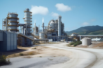 Obraz premium Cement factory empty and without activity due to the industrial and labor crisis during confinement 