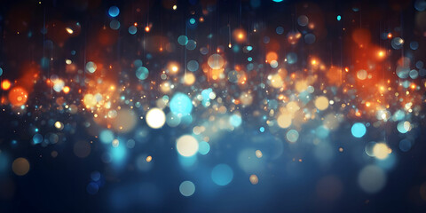 abstract lights and bokeh on a dark background. background of abstract glitter lights. gold, blue and black. de focused