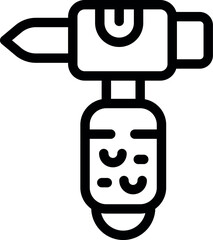 Simplified illustration of a power drill icon in black and white, perfect for toolrelated content